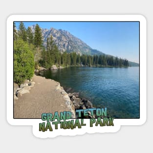 Wyoming State Outline (Grand Teton National Park - Lake Jenny Trail) Sticker